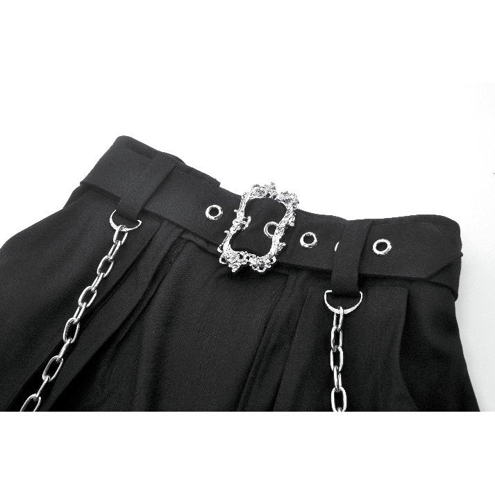 Dark in Love Women's Gothic Skirt Chain Belt Layered Black UK 8-18 - QHA UK
