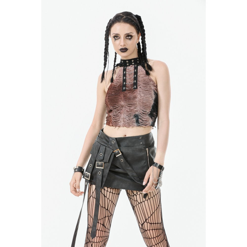 Dark in Love Gothic Mini Skirt Chaos Reign Faux Leather Black UK 8-18 - QHA UK