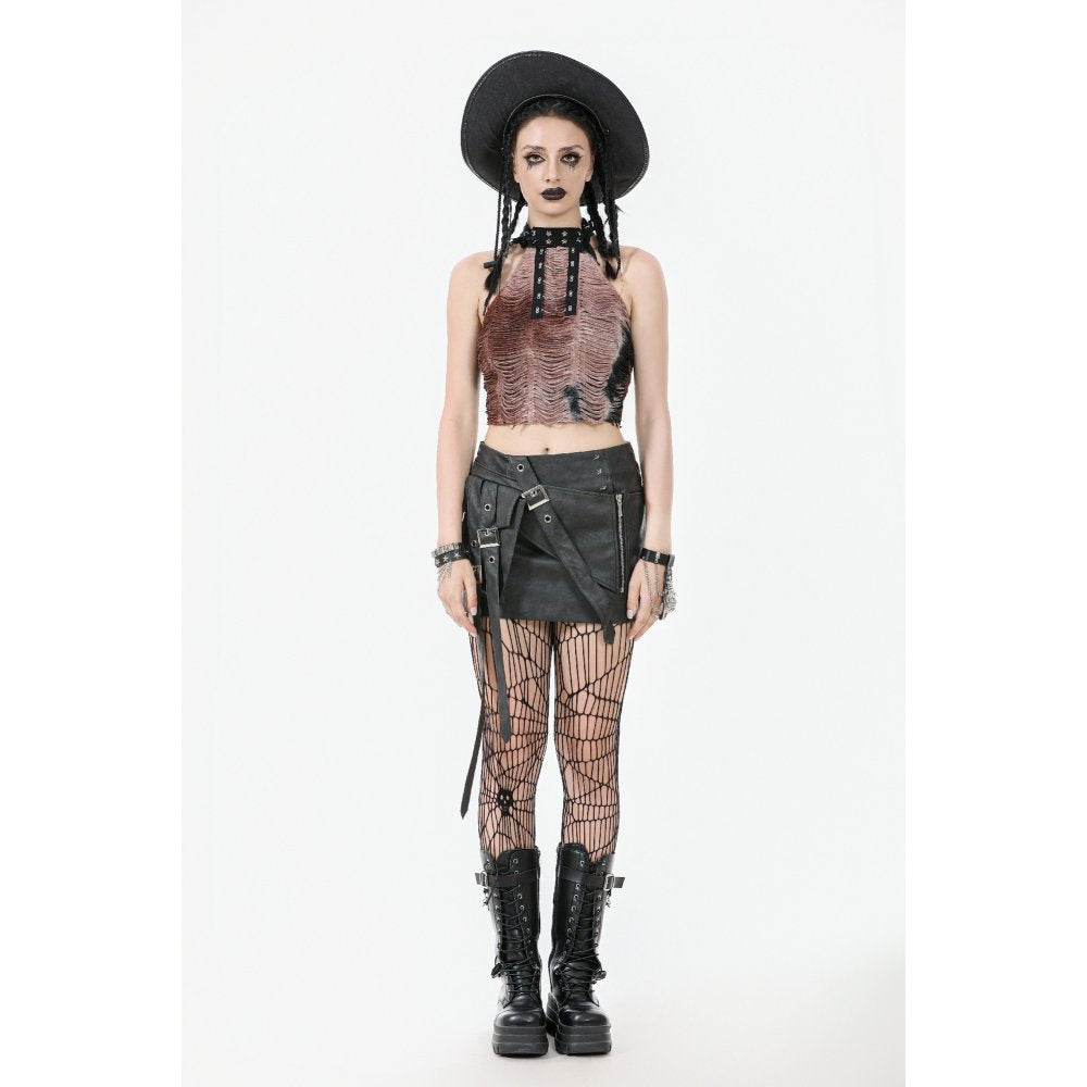Dark in Love Gothic Mini Skirt Chaos Reign Faux Leather Black UK 8-18 - QHA UK