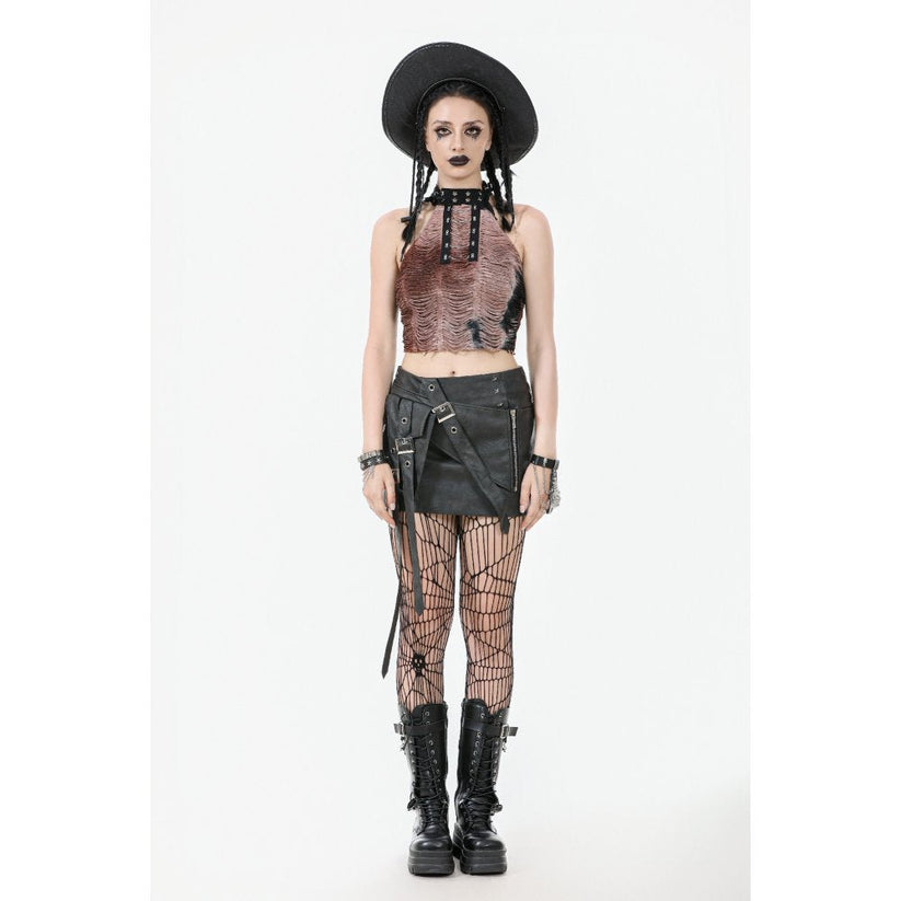 Dark in Love Gothic Mini Skirt Chaos Reign Faux Leather Black UK 8-18 - QHA UK