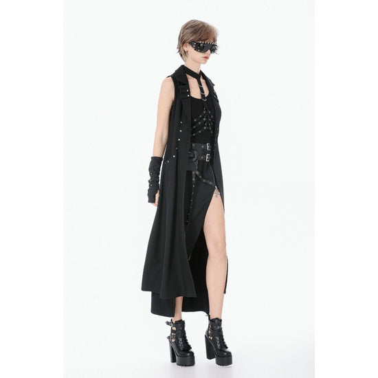 Dark in Love Punk Coat Collete Sleeveless Long Fitted UK 8-18 - QHA UK