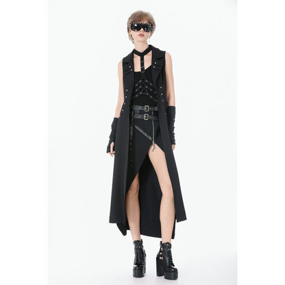 Dark in Love Punk Coat Collete Sleeveless Long Fitted UK 8-18 - QHA UK