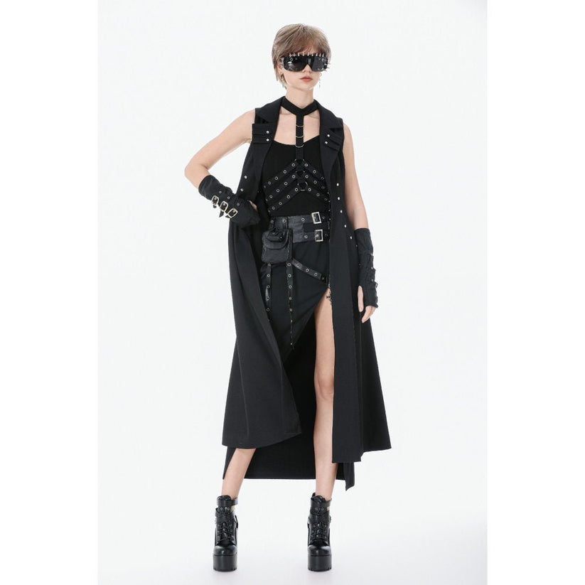 Dark in Love Punk Coat Collete Sleeveless Long Fitted UK 8-18 - QHA UK