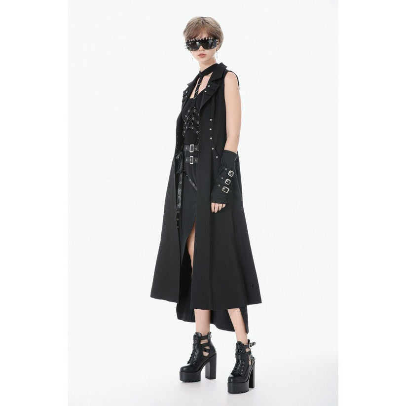 Dark in Love Punk Coat Collete Sleeveless Long Fitted UK 8-18 - QHA UK