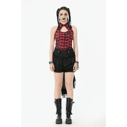 Dark in Love Women's Gothic Skirt Cordelia High-Low Layered Skort - QHA UK
