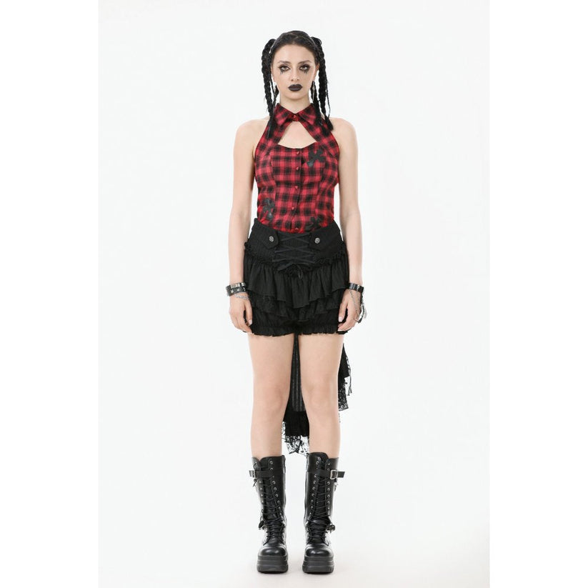 Dark in Love Women's Gothic Skirt Cordelia High-Low Layered Skort - QHA UK