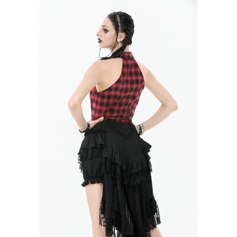 Dark in Love Women's Gothic Skirt Cordelia High-Low Layered Skort - QHA UK