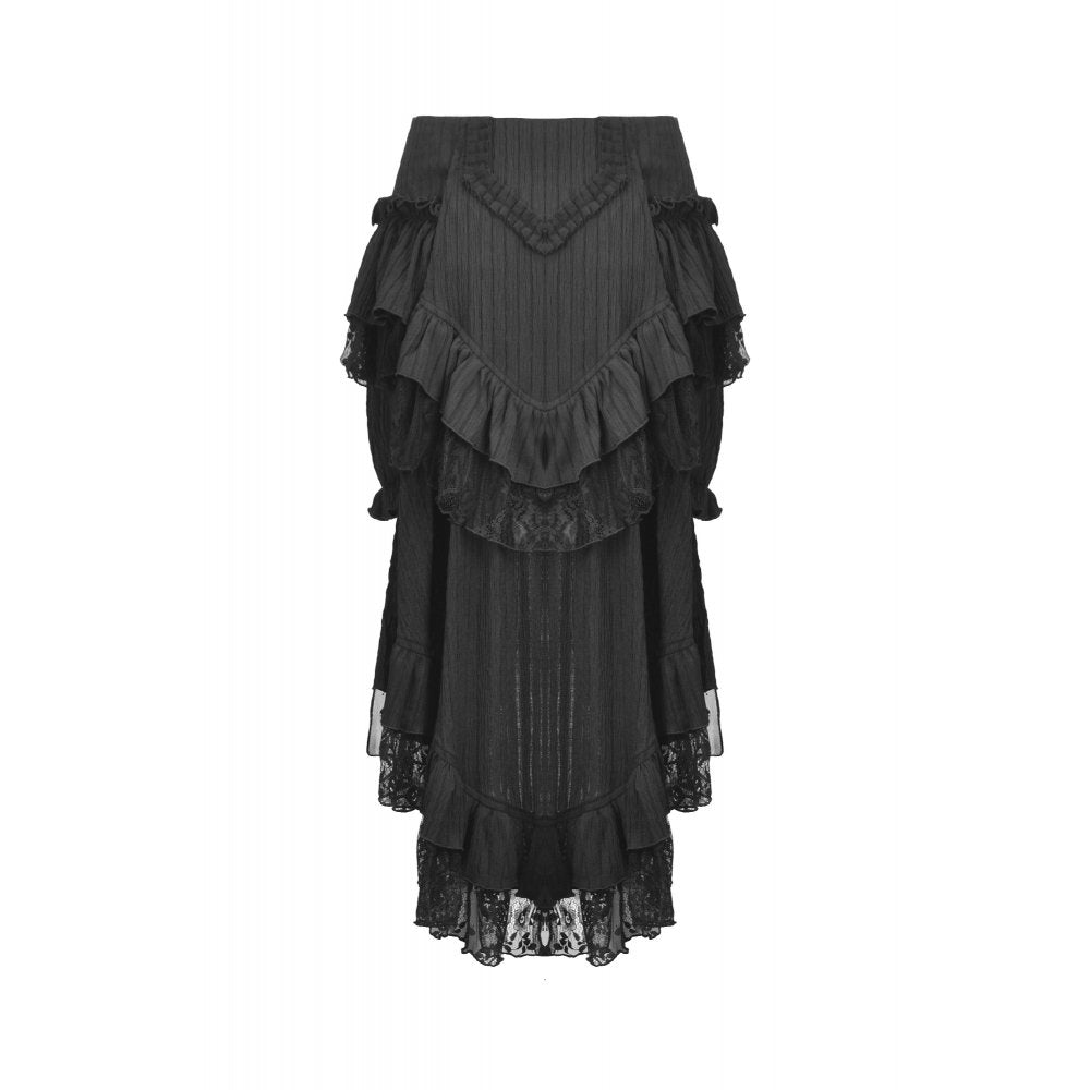 Dark in Love Women's Gothic Skirt Cordelia High-Low Layered Skort - QHA UK