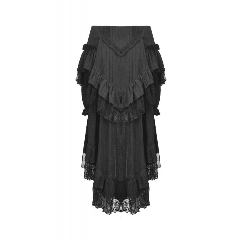 Dark in Love Women's Gothic Skirt Cordelia High-Low Layered Skort - QHA UK