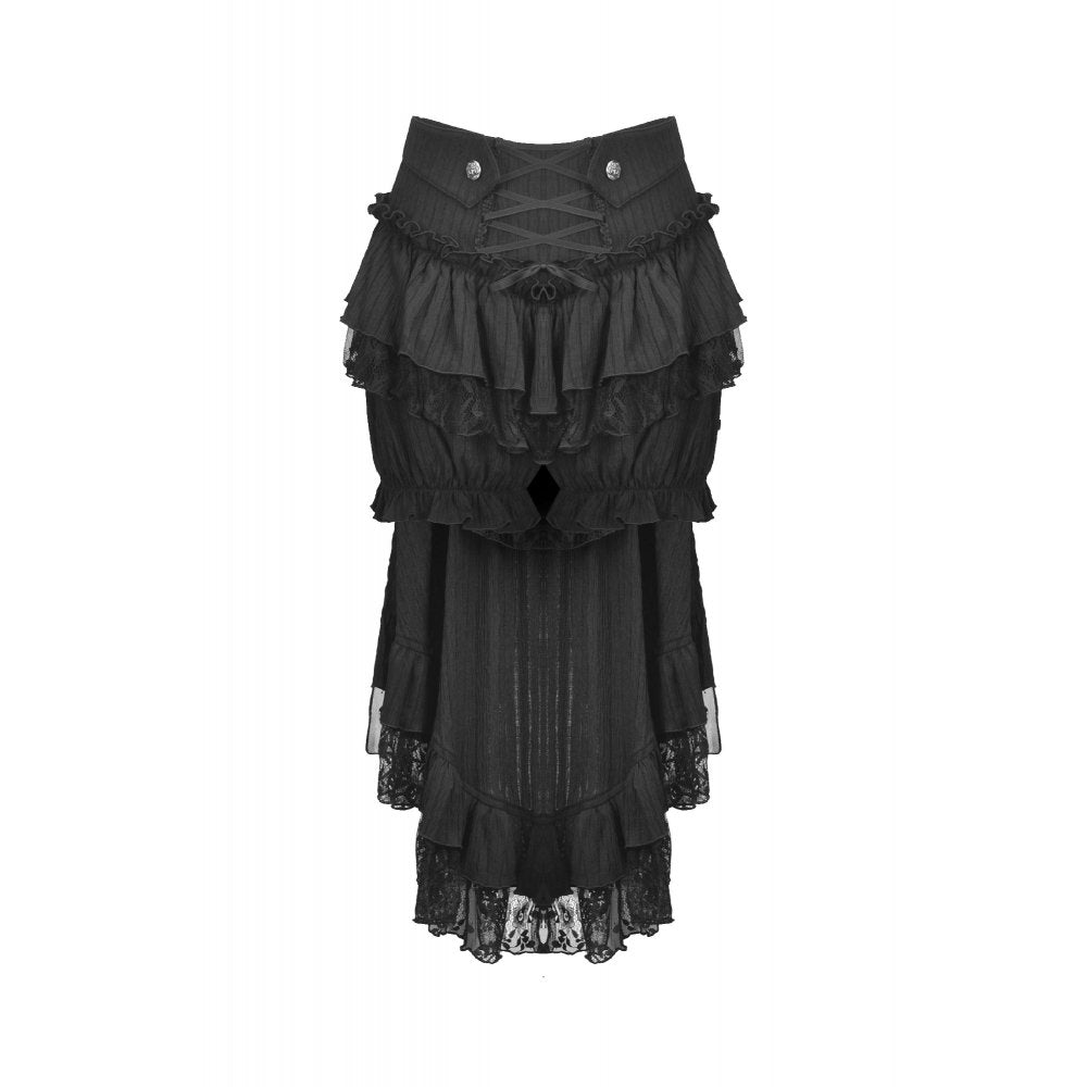 Dark in Love Women's Gothic Skirt Cordelia High-Low Layered Skort - QHA UK