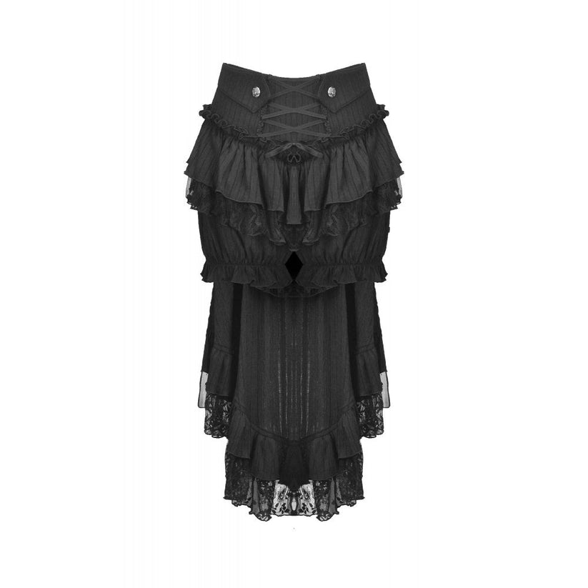 Dark in Love Women's Gothic Skirt Cordelia High-Low Layered Skort - QHA UK