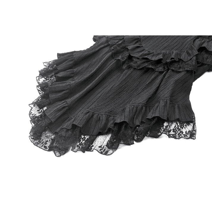 Dark in Love Women's Gothic Skirt Cordelia High-Low Layered Skort - QHA UK