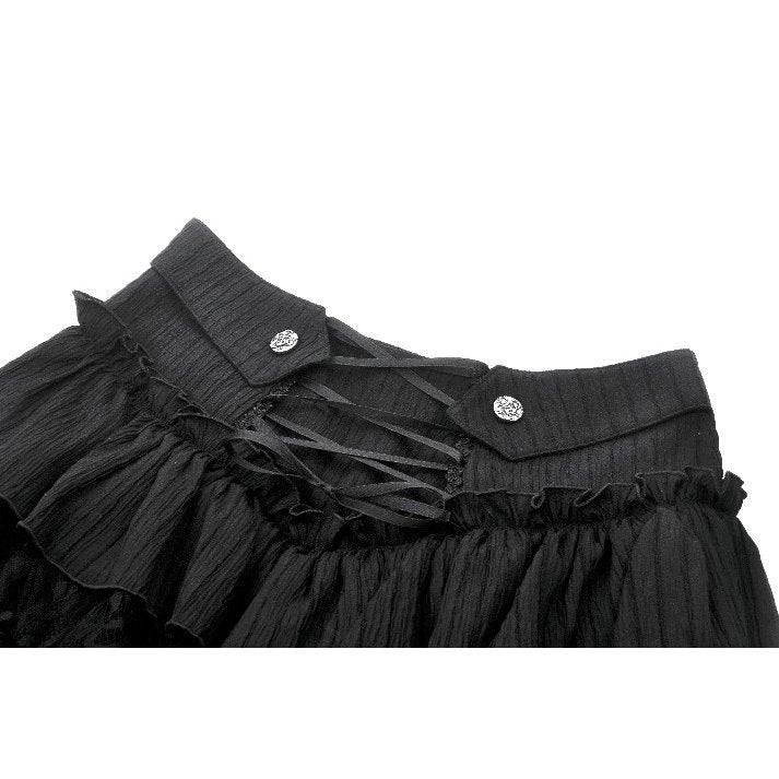 Dark in Love Women's Gothic Skirt Cordelia High-Low Layered Skort - QHA UK