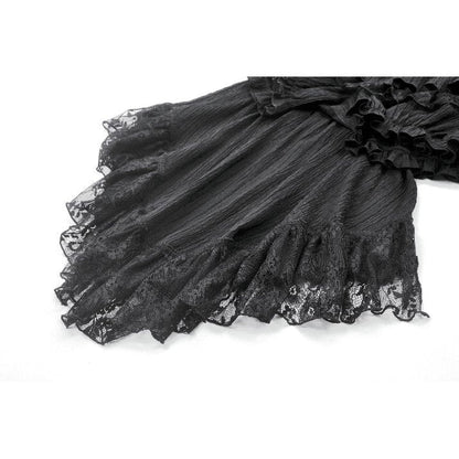 Dark in Love Women's Gothic Skirt Cordelia High-Low Layered Skort - QHA UK