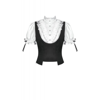 Dark in Love Women's Blouse Court-Style Black and White Lace UK 8-18 - QHA UK