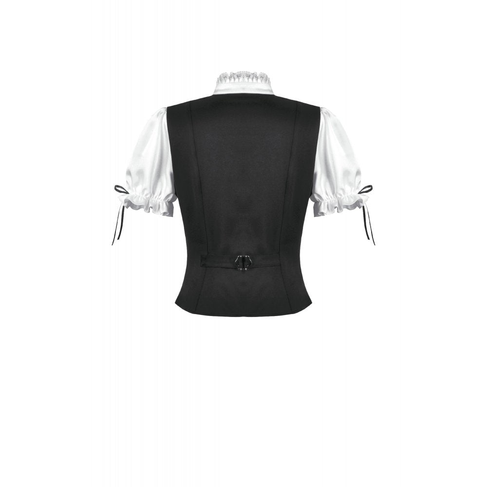 Dark in Love Women's Blouse Court-Style Black and White Lace UK 8-18 - QHA UK