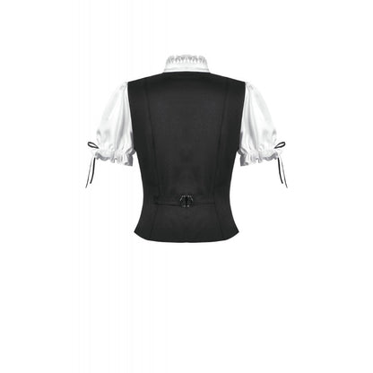 Dark in Love Women's Blouse Court-Style Black and White Lace UK 8-18 - QHA UK