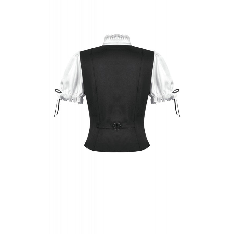 Dark in Love Women's Blouse Court-Style Black and White Lace UK 8-18 - QHA UK