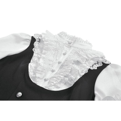 Dark in Love Women's Blouse Court-Style Black and White Lace UK 8-18 - QHA UK