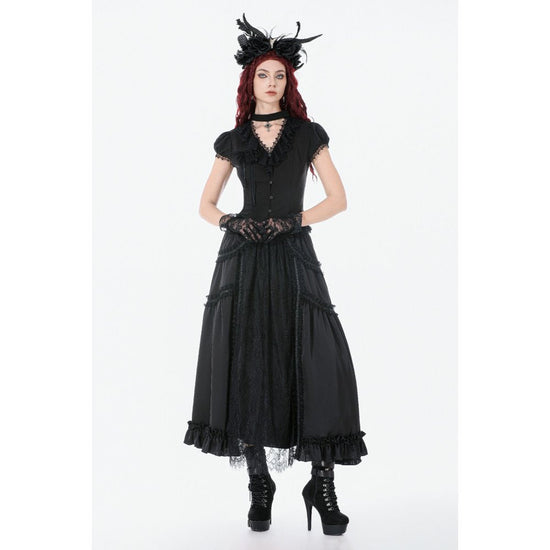 Dark in Love Women's Gothic Blouse Courtly Cross Gem UK 8-18 - QHA UK