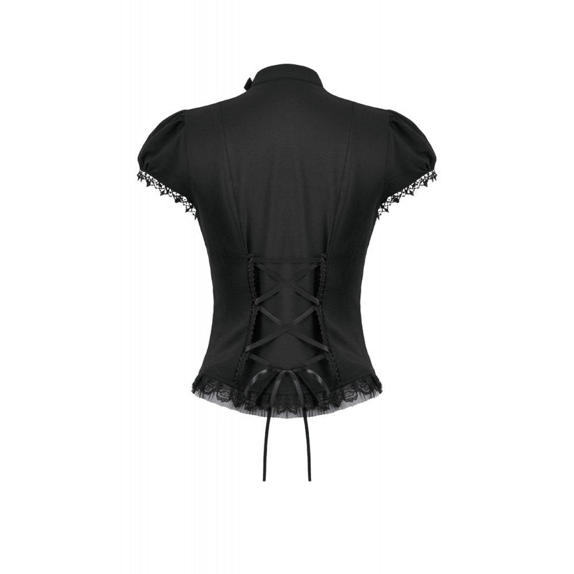 Dark in Love Women's Gothic Blouse Courtly Cross Gem UK 8-18 - QHA UK