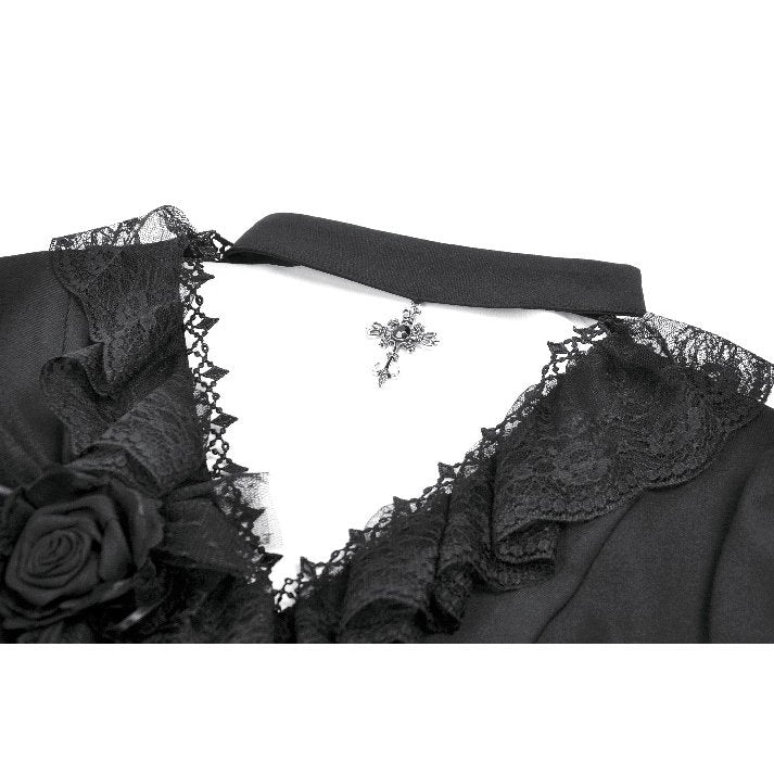 Dark in Love Women's Gothic Blouse Courtly Cross Gem UK 8-18 - QHA UK