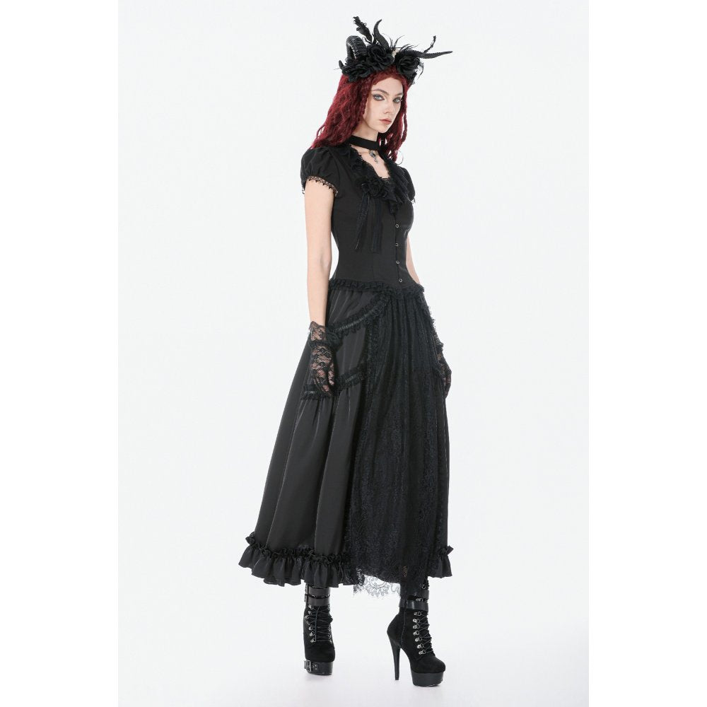Dark in Love Women's Gothic Blouse Courtly Cross Gem UK 8-18 - QHA UK