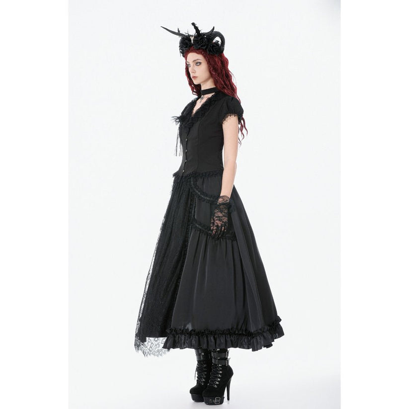 Dark in Love Women's Gothic Blouse Courtly Cross Gem UK 8-18 - QHA UK
