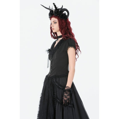Dark in Love Women's Gothic Blouse Courtly Cross Gem UK 8-18 - QHA UK