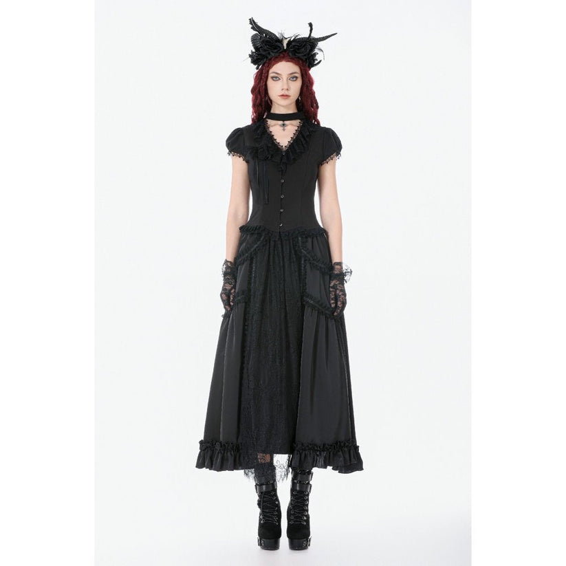 Dark in Love Women's Gothic Blouse Courtly Cross Gem UK 8-18 - QHA UK