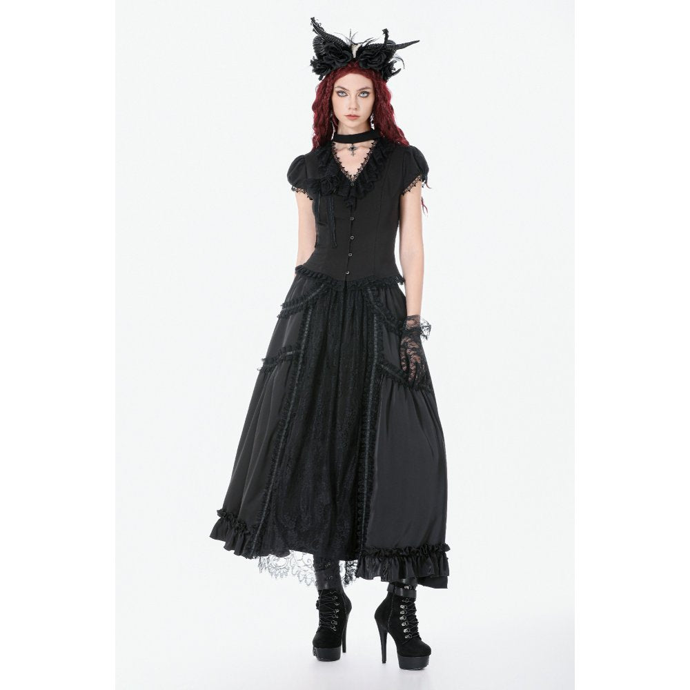 Dark in Love Women's Gothic Blouse Courtly Cross Gem UK 8-18 - QHA UK