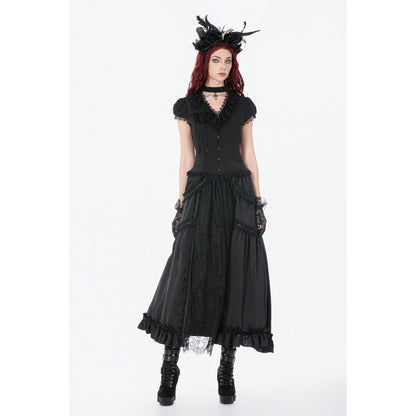 Dark in Love Women's Gothic Blouse Courtly Cross Gem UK 8-18 - QHA UK