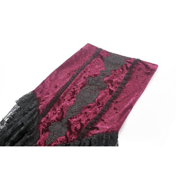 Dark in Love Gothic Skirt Crimson Queen Lace High-Low Burgundy UK 8-22 - QHA UK