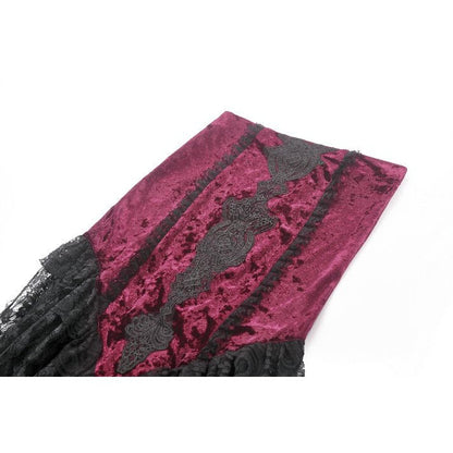 Dark in Love Gothic Skirt Crimson Queen Lace High-Low Burgundy UK 8-22 - QHA UK