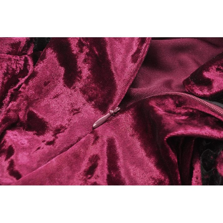 Dark in Love Gothic Skirt Crimson Queen Lace High-Low Burgundy UK 8-22 - QHA UK
