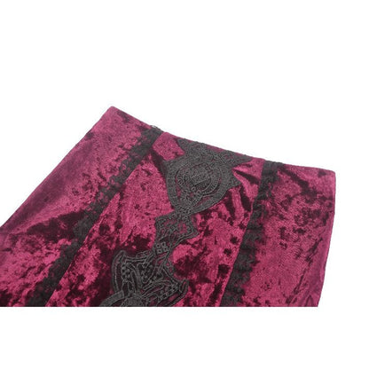 Dark in Love Gothic Skirt Crimson Queen Lace High-Low Burgundy UK 8-22 - QHA UK