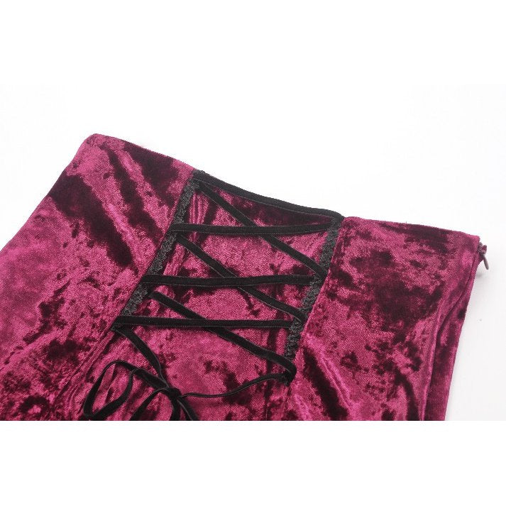 Dark in Love Gothic Skirt Crimson Queen Lace High-Low Burgundy UK 8-22 - QHA UK