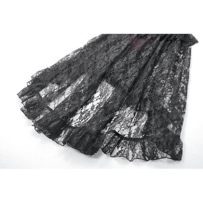 Dark in Love Gothic Skirt Crimson Queen Lace High-Low Burgundy UK 8-22 - QHA UK