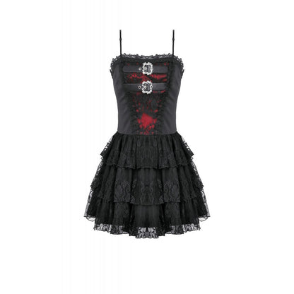 Dark in Love Dress Crimson Shadow Layered Lace Cake UK 8-18 - QHA UK