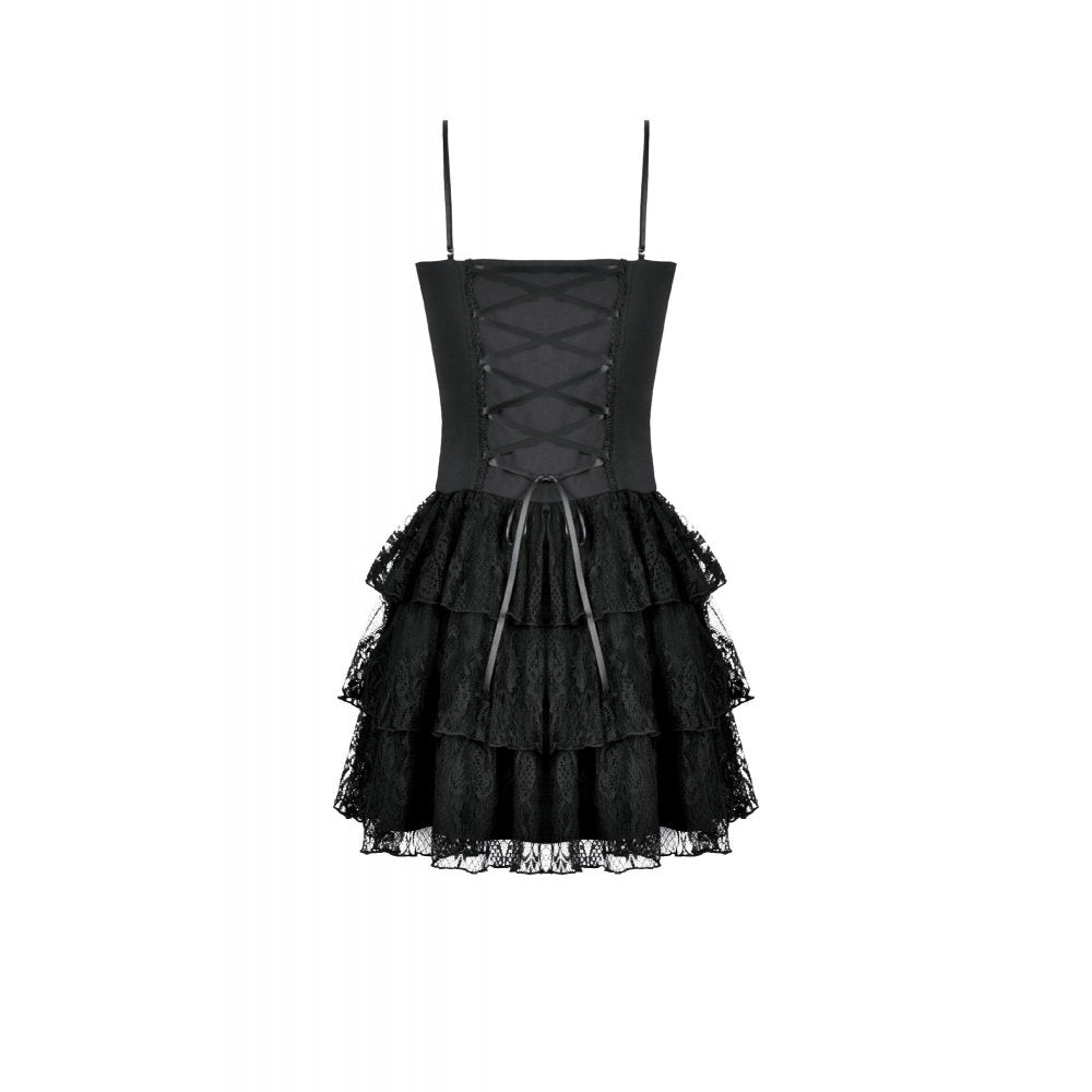 Dark in Love Dress Crimson Shadow Layered Lace Cake UK 8-18 - QHA UK