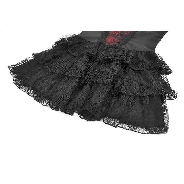 Dark in Love Dress Crimson Shadow Layered Lace Cake UK 8-18 - QHA UK