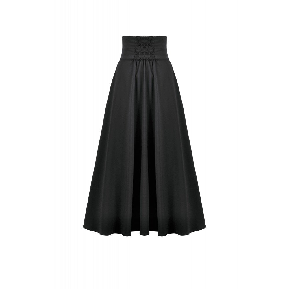 Dark in Love Gothic Skirt Dalaria High-Waist Long Lace Inset Panel - Waistband Detail - QHA UK