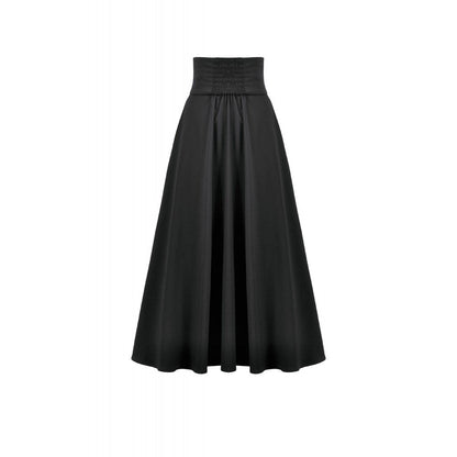 Dark in Love Gothic Skirt Dalaria High-Waist Long Lace Inset Panel - Waistband Detail - QHA UK