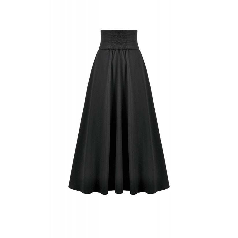 Dark in Love Gothic Skirt Dalaria High-Waist Long Lace Inset Panel - Waistband Detail - QHA UK