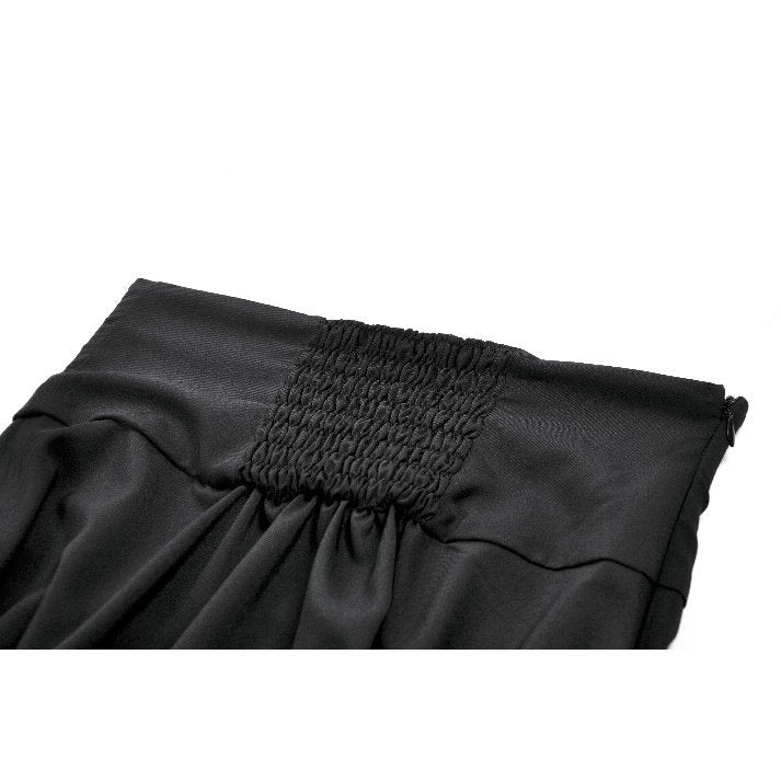 Dark in Love Gothic Skirt Dalaria High-Waist Long Lace Inset Panel - Waistband Detail - QHA UK