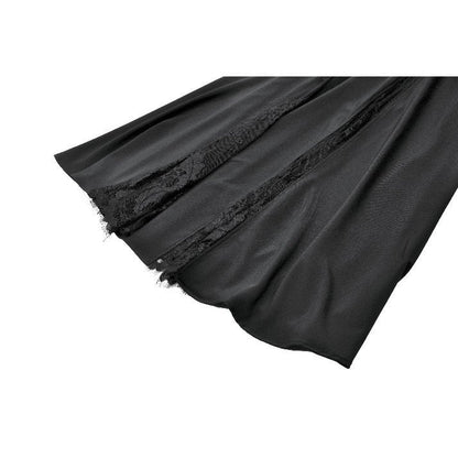 Dark in Love Gothic Skirt Dalaria High-Waist Long Lace Inset Panel - Waistband Detail - QHA UK