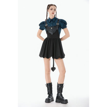 Dark in Love Women's Dark Academia Blouse Striped Puff-Sleeve UK 8-18 - Sleeve Detail - QHA UK