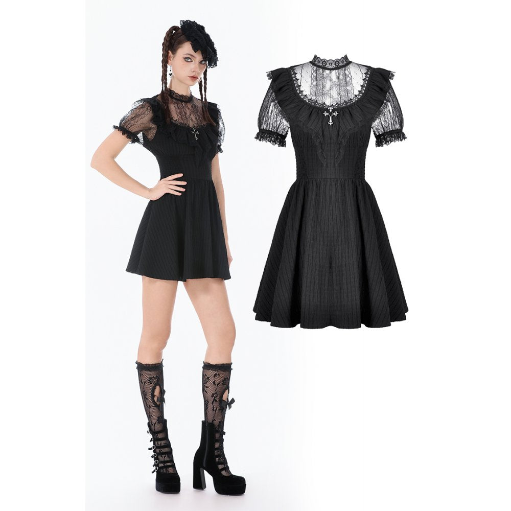Dark in Love Dress Dark Lace-Framed Silhouette UK 8-18 - QHA UK