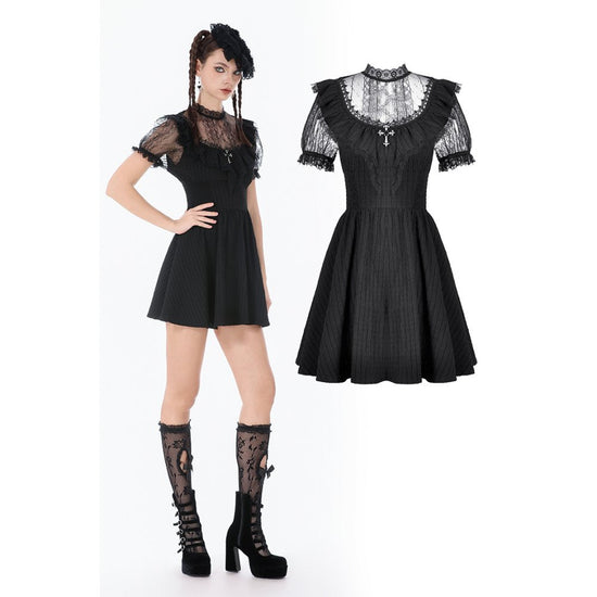 Dark in Love Dress Dark Lace-Framed Silhouette UK 8-18 - QHA UK