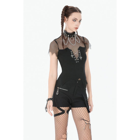Dark in Love Women's Punk Vest Top Dark Mesh Chain UK 8-18 - QHA UK